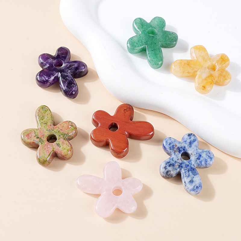 Natural Stone Flower Pendant for DIY Jewellery Making